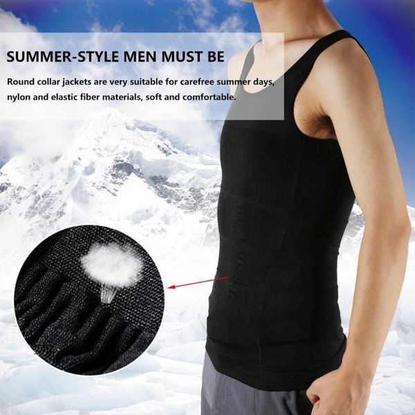

outad men corset body slimming tummy shaper running vest belly waist girdle shirt black shapewear underwear waist girdle shirts, Black;blue
