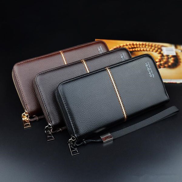 

business pu leather clutch wallet men long leather phone bag purse male large size handy coin wallet card holder money bag, Red;black