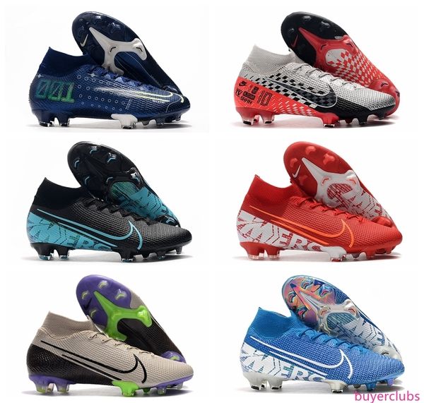 

2019 mens soccer shoes mercurial superfly 7 elite cr7 fg soccer cleats neymar jr football boots botas de futbol, Black;green