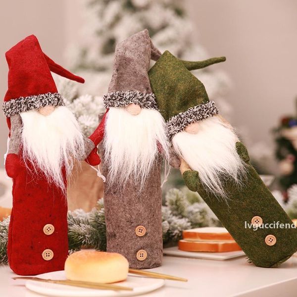 

2018 christmas wine bottle decor set santa claus snowman deer bottle cover clothes for new year xmas dinner party decoration