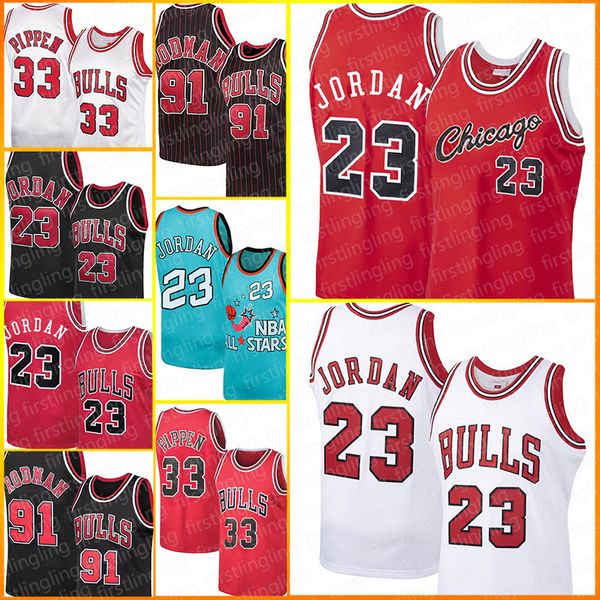 

chicagojersey scottie pippen jersey bull 23 michael jersey 91 dennis rodman 1984-85 zachÂ 8 lavine 34 carter basketball men's, Black;red