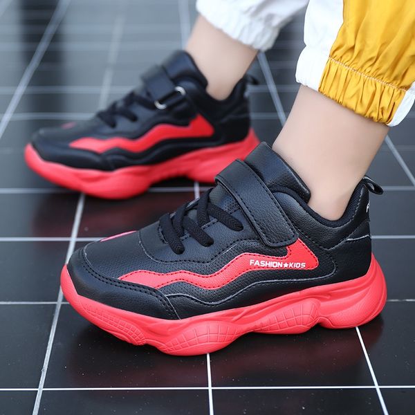 

kkqkb 2019 new men's and women's children's thick-bottomed sports rain sports father's shoes tiktok same leather boy&#03, Black