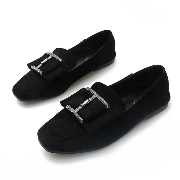 

large size women's boat shoes soft bottom grandma shoes flat bottom square head four seasons pregnant women single, Black