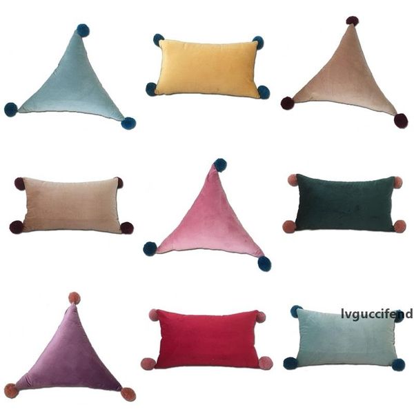 

fashion velvet sofa cushion solid color triangle rectangle 2 shape decorative throw pillows fit car chair home pillow 18sc e1