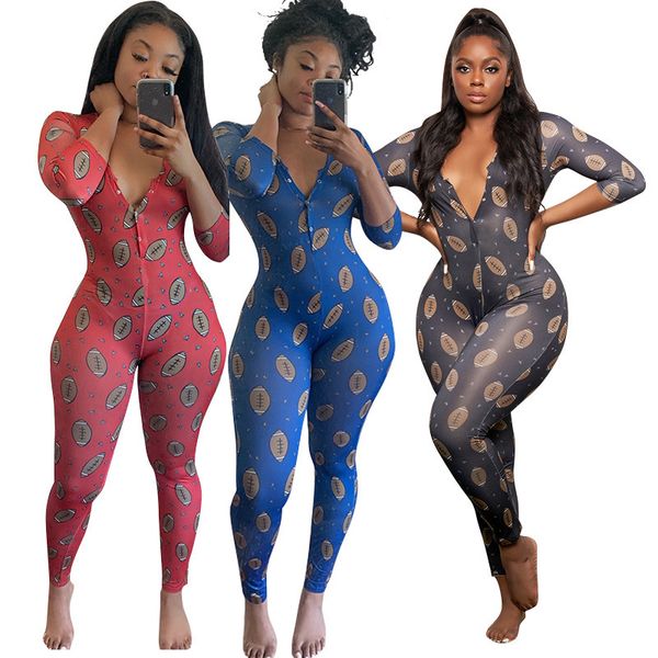 

spring and autumn printed v-neck tight-fitting and comfortable plus size women clothing homewear women jumpsuits women designer onesies, Black;white