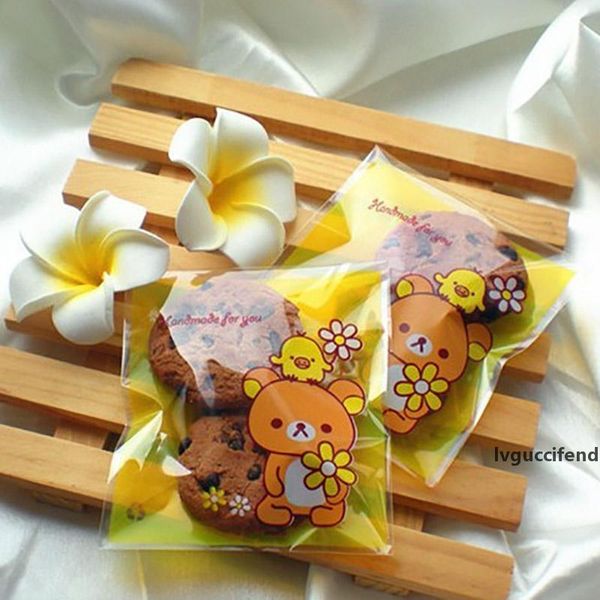 

100pcs gift easy cartoon bear bag for sweets party goodie bags packing favor packaging candy present wedding bonbonniere yellow