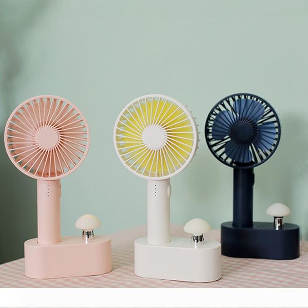 

brelong portable mini fan mushroom night light handheld fan, usb rechargeable deskfan, home, deskwhite blue pinkl