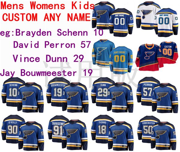 

st.louis blues jersey brayden schenn jersey david perron jay bouwmeester vince dunn men blue white hockey jerseys custom stitched, Black;red