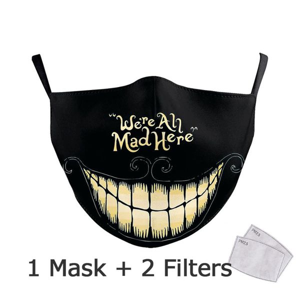 

reusable mouth mask funny pattem print grimace ghost skeleton half face mask protective dustproof bacteria proof masks, Silver