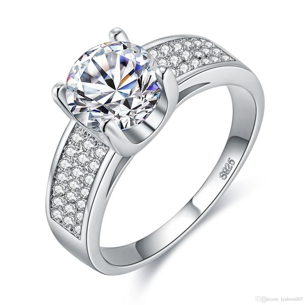 

jewelry female ring for woman s925 silver crystal white color 3 rows cz exquisite micro square crystal exquisite lover accessories gift, Slivery;golden