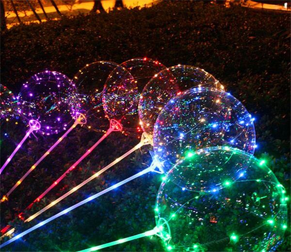 

18inch led bobo balloons multicolor lights luminous transparent balloon with stick for xmas party wedding festival decors 3m lamp line 04