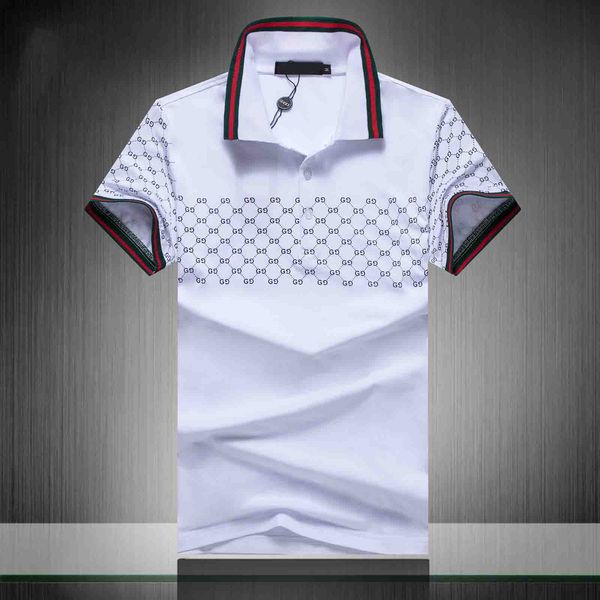

luxury european italiansummer mens luxury quality cotton polo shirts colors short sleeve printed summer t shirt down collar design, White;black