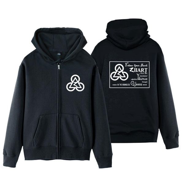 

pyramid plum blossom clover geometry follow your heart be yourself man boy coat jacket cardigan zip fleece hooded jackets ziiart, Black;brown