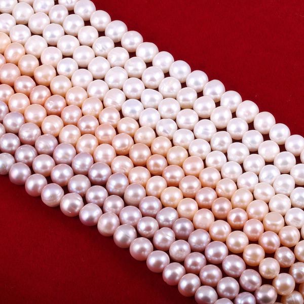 

natural fresh water punch loose four sides light near diy jewelry pearl round highlight pearl diy accessories with beads, Silver