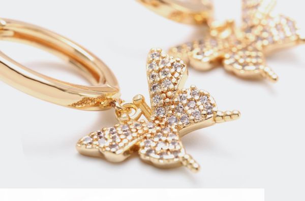 

luxury jewelry women star heart butterfly designer earrings copper with gold plated diamond earrings for girl fashion style hoop stud, Golden