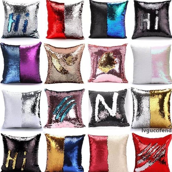 

sequin pillow case cover mermaid pillow cover glitter reversible sofa magic double reversible cushion car cover xmas gifts 39 design hh7-276