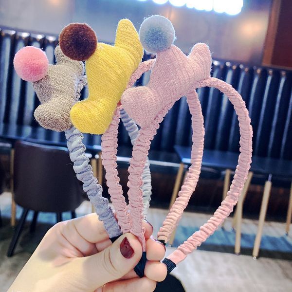 

korean children's anti-skid pink headband cute fabric princess crown band baby's not hurt hair sweet hair accessories female, Slivery;white