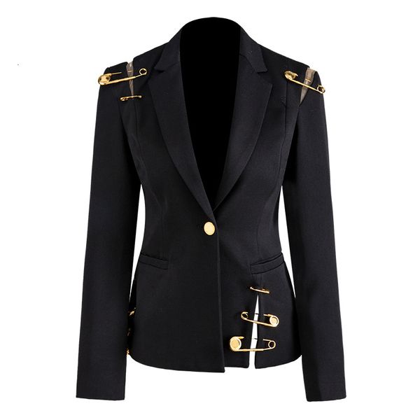 Blazer Jacke Aushöhlen Patchwork Lace Up frauen Blazer Kerb Lange Hülse Dünne Elegante Weibliche Anzug 2020 Herbst