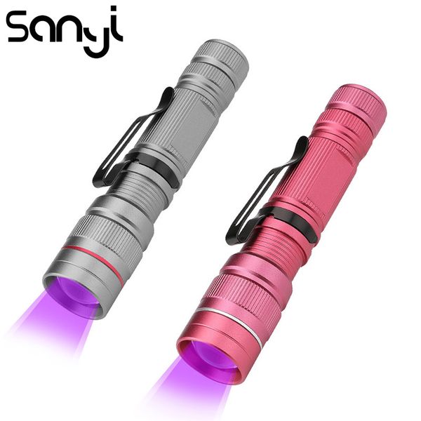 

flashlights torches sanyi uv 3 modes portable lamp 2000lm lantern ultra violet invisible ink marker detection torch light 1* 1450/