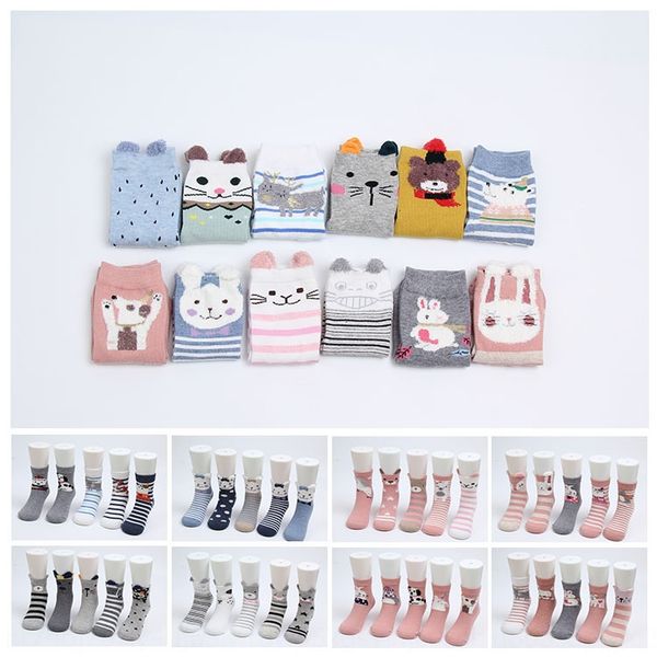 

endee 10 pairs [15 sets of patterns children's socks for 0-16 years old] autumn cotton medium tube stereo ears taiwan vietnam children, Pink;yellow