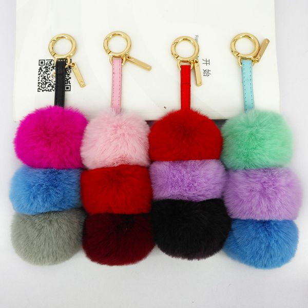 

women cute 3-layers pompon fur balls key chains fashion colorful puff balls keychains soft bag pendants decor for friends gifts, Silver