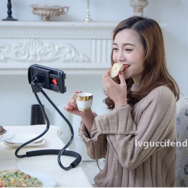 

2018 new lazy neck phone holder stand for iphone desk 360 degree rotation mobile phone mount bracket cell phone holder stand