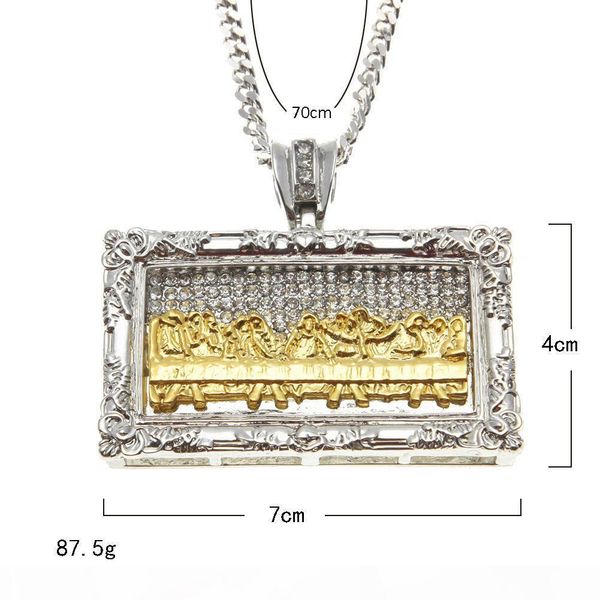 

k mens hip hop jewelry iced out the last supper of ожерелье иисус золото серебро с гальваническим покрытием 5mmx70cm куба chain neckace top, Silver