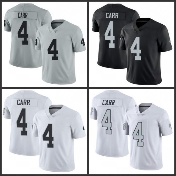 

las vegas raiders men #4 derek carr white women youth stitched nfl limited rush jersey, Black;red