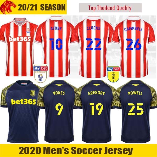 

20 21 stoke city soccer jerseys clucas 2020 2021 gregory powell campbell football shirt mcclean vokes afobe jersey, Black;yellow