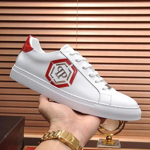 

luxury men shoes leather sports casual lace -up zapatos de hombre men shoes fashion lo -sneakers hexagon herrenschuhe with origin box, Black