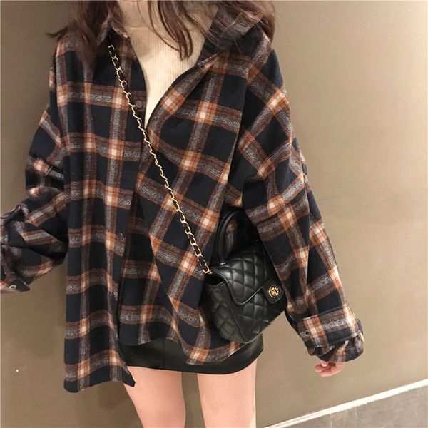 

loose lapel buckle front short back en plaid 1224295 loose lapel buckle shirt wool wool front short back woolen plaid shirt 1224295, White