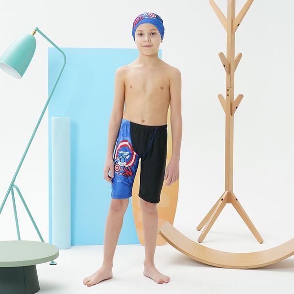

new children's swimming beach swimming boy's cartoon cute beach pants boxer 5-legged spring pants, Black