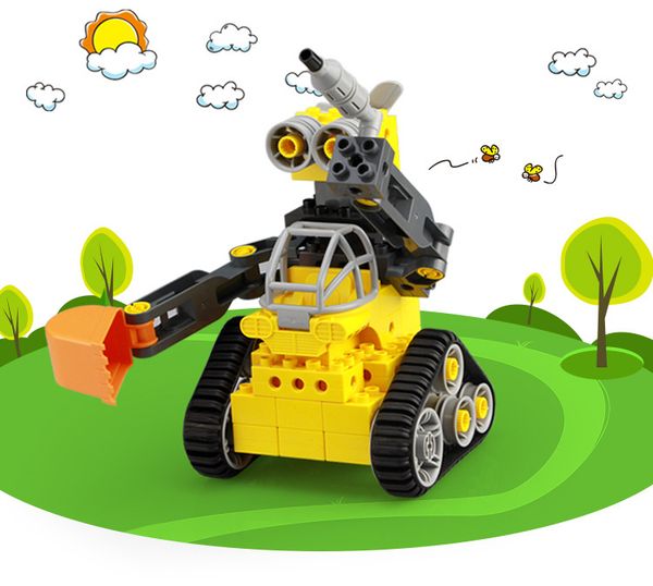 

track robot wall-e toy big particle car bricks children creative assembled vehicel gun for boys educational gift 07