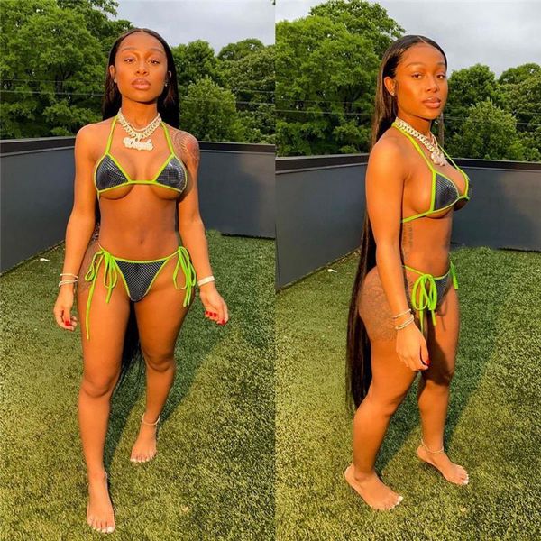 

женская tankinis piping пояс сплошной цвет лета женщин дизайнерские bikinis fluorescent green beach sexy два sets шт, White;black