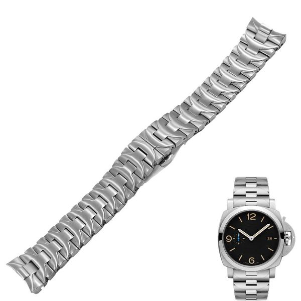 

rolamy 24mm 316l stainless steel watch band silver double push clasp, Black;brown