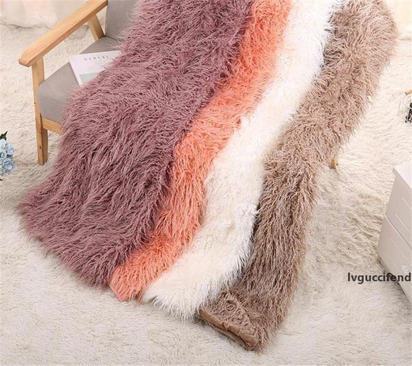 

5 1pc long shaggy soft faux fur throw blanket solid color winter warm cozy bed sofa blankets gift with fluffy sherpa