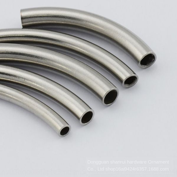 

stainless steel bending leather rope with round tube bracelet accessories tube cover red rope bracelet accessories, Silver