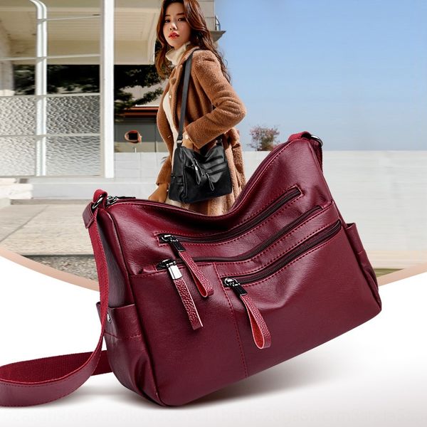 

mom female 2019 new versatile middle-aged package postman package shoulder postman messenger bag casual leather portable shoulder bag, White
