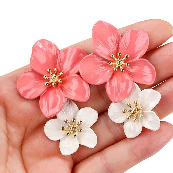 

aensoa fashion 2020 pink white flowers long drop earrings for women floral earrings wedding party gift ear jewelry accessories, Silver