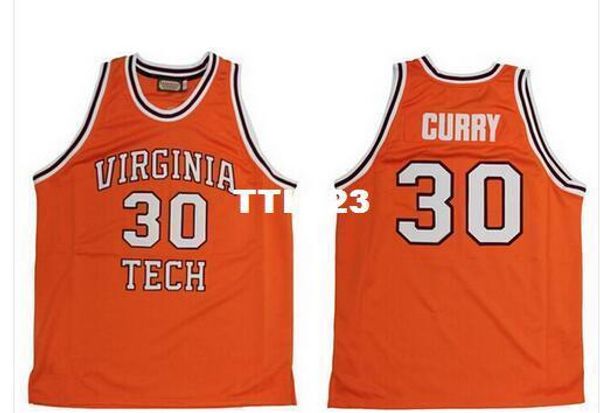 

vintage men #30 dell curry jersey virginia tech university hokies college jersey orange or customize any number men stitched jersey, Gray