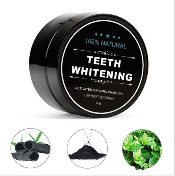 

100% natural organic activated charcoal teeth whitening powder remove smoke tea coffee yellow stains bad breath oral care with brush