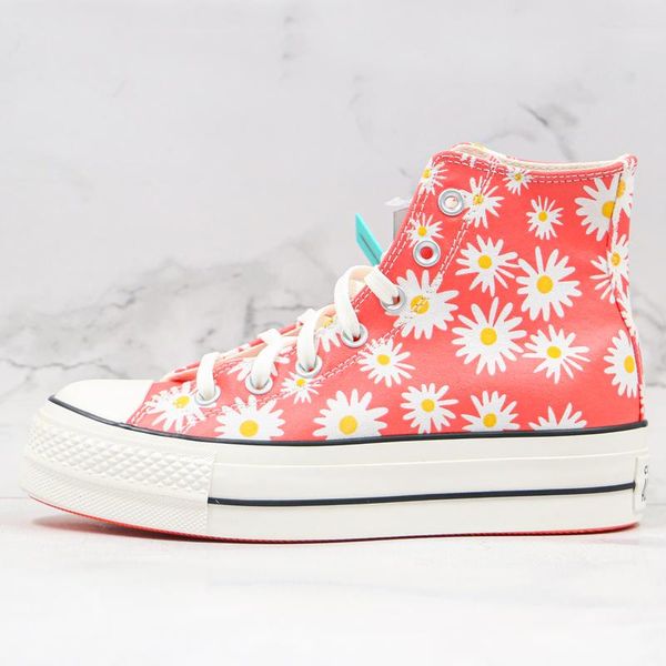 

1970s all star chuck 70 daisy orange flower canvas shoes men women casual shoes platform shoes heighten 1970 high outdoor sports sneaker, Black