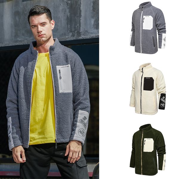 

2020 fashion thick patchwork berber fleece hoodies jacket men tracksuit casual warm sweatshirt jacket sportswear couples, White;black
