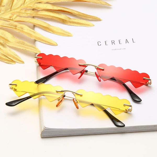 

fashion rimless sunglasses women heart shaped sunglasses luxury metal small frame eyewear uv400 gafas de sol, White;black