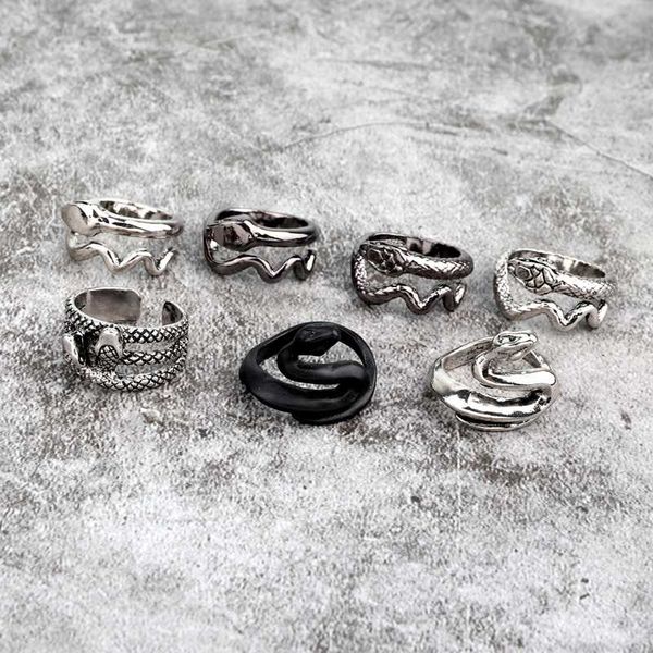 

1pc new punk vintage snake ring for women men gothic rock hip hop black metal color animals open finger ring jewelry r148, Golden;silver