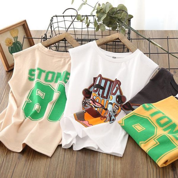 

одежда одежды для мальчиков жилета средних и больших детей жилета одежды детской одежды лето 2020 новых дети-мягких рукава футболка ребенок, Blue