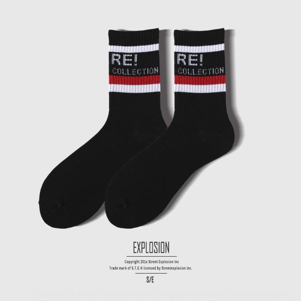 

plusox010sure street harajuku sports trendy cotton and brand letter mid-calf skateboard trendy socks cotton socks, Pink;yellow