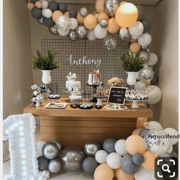

110pcs house party decorations balloons garland arch kit pastel gray peach bithday anniversary balloon baby shower boy t200612