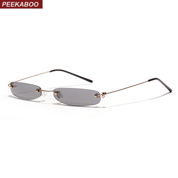 

peekaboo tiny narrow rectangle sunglasses women rimless 2019 candy color thin small sun glasses for men clear lens uv400 mx200619, White;black