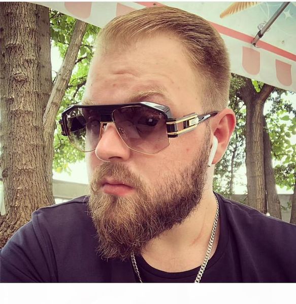 

j new fashion designer men sunglasses 671 simple punk pop style aviator half frame uv400 protective glasses with original c, White;black